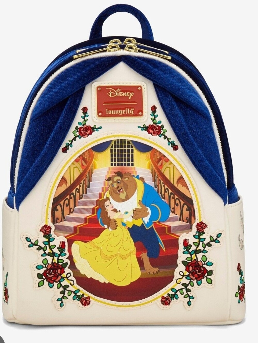 Loungefly Disney Beauty and the Beast Belle & Beast Velvet Mini Backpack NWT
